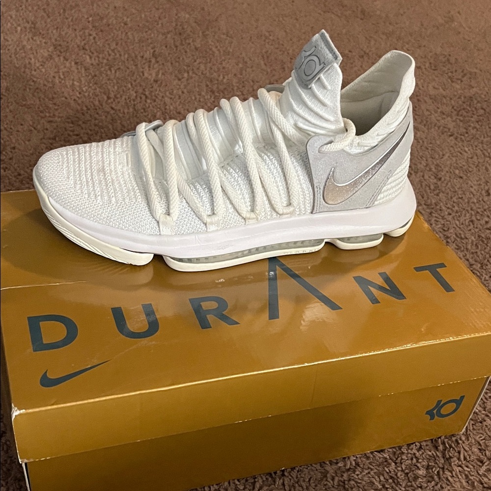Nike KD Cream and Silver High-Top Sneakers